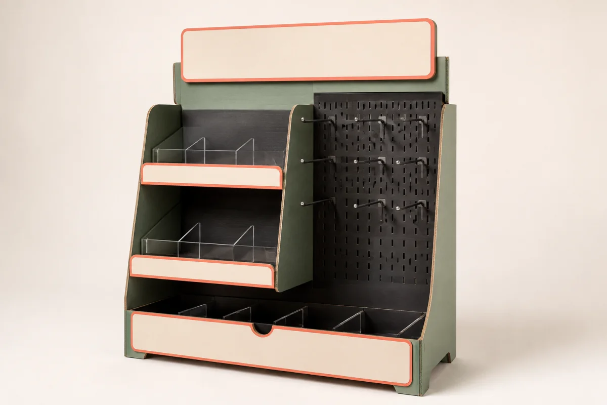 Custom Merchandising Display shown as a custom retail merchandising structure