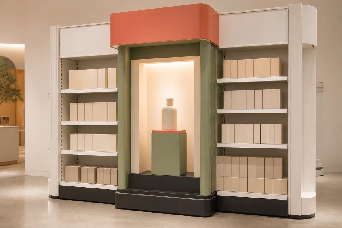 Product Launch Endcap Display shown as a custom retail merchandising structure