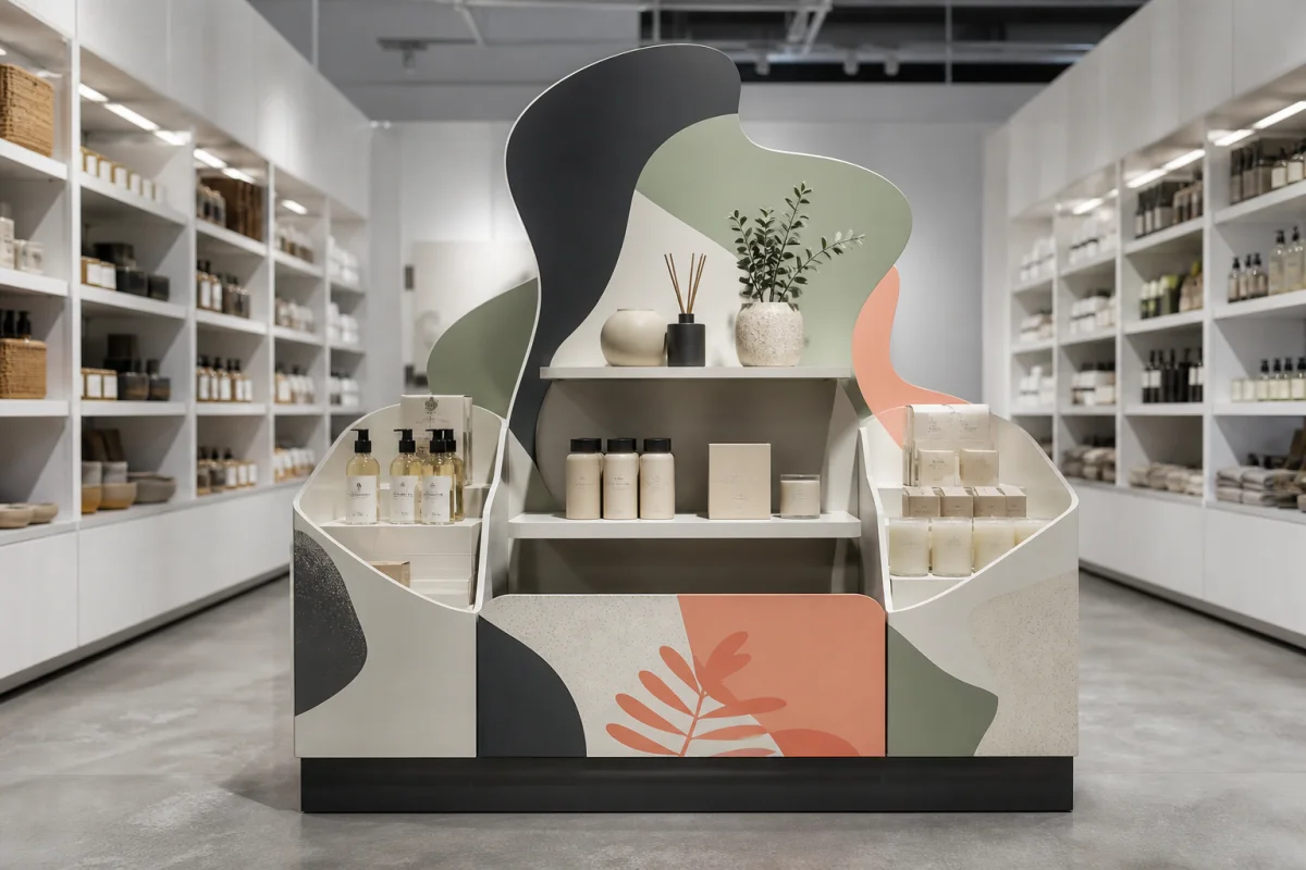 Promotional Endcap Display shown as a custom retail merchandising structure