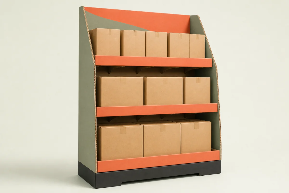 Heavy Duty Floor Display shown as a custom retail merchandising structure