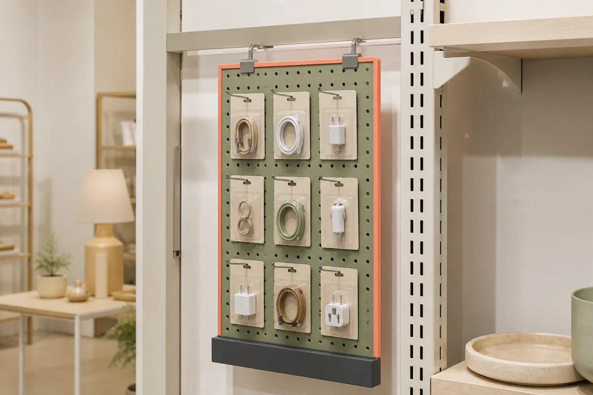 Cross Merchandising Strip shown as a custom retail merchandising structure