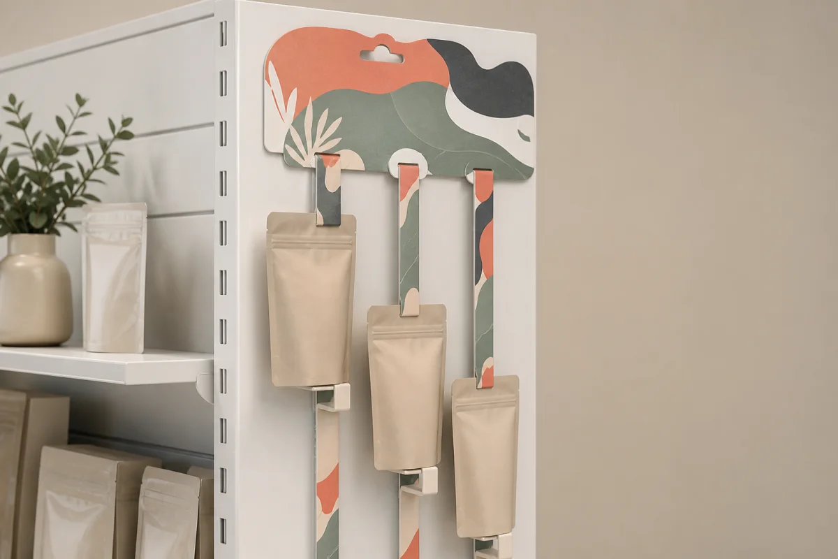 Custom Branded Clip Strip shown as a custom retail merchandising structure
