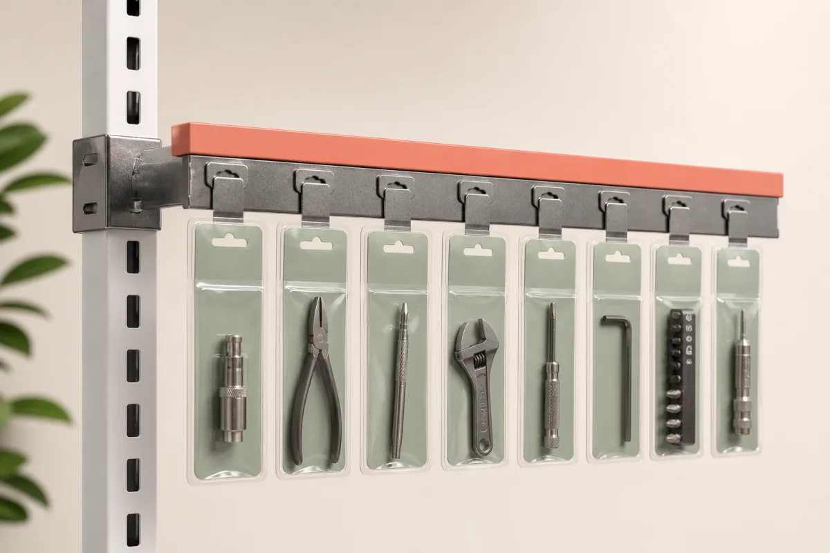 Hanging Product Display shown as a custom retail merchandising structure