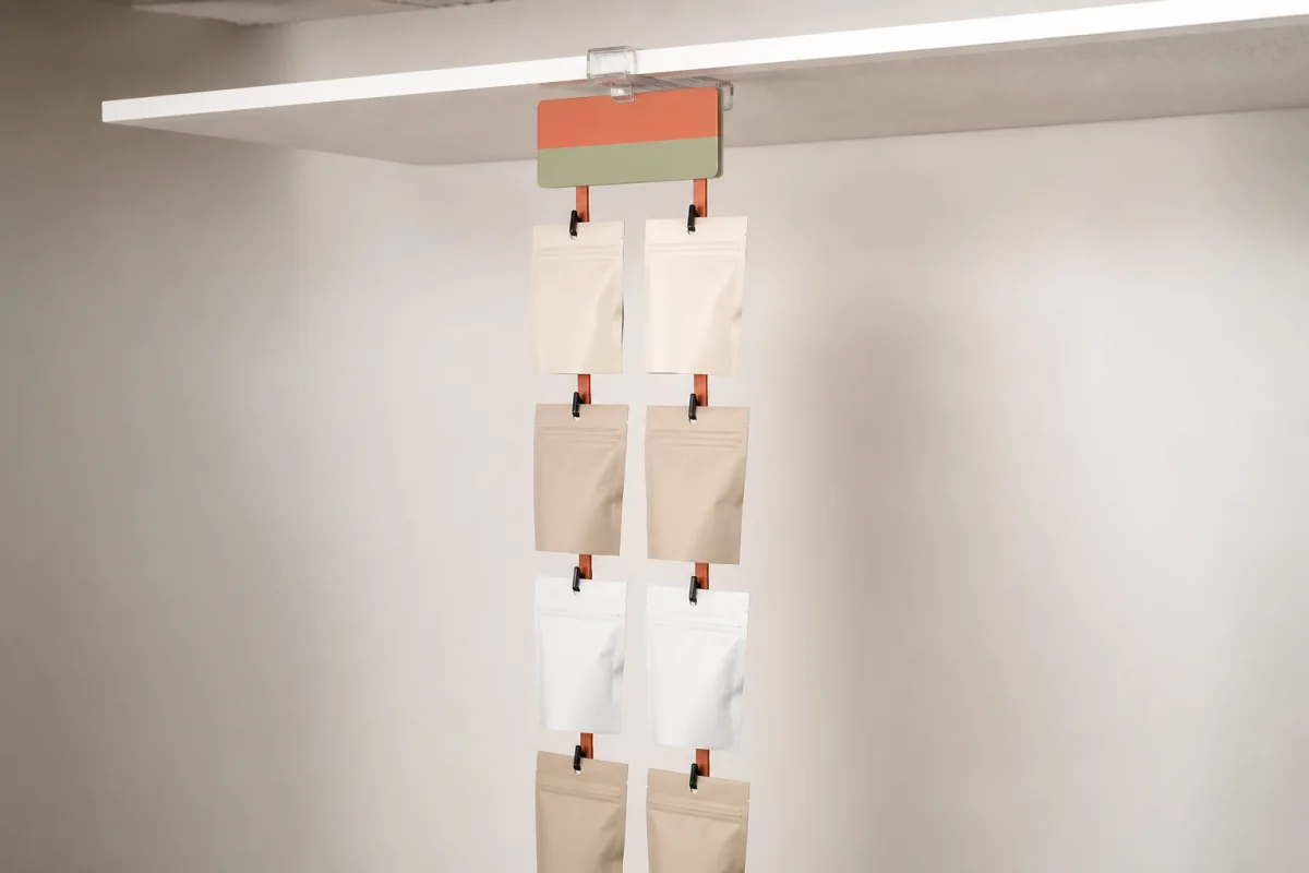 Peg Hook Hanging Display shown as a custom retail merchandising structure