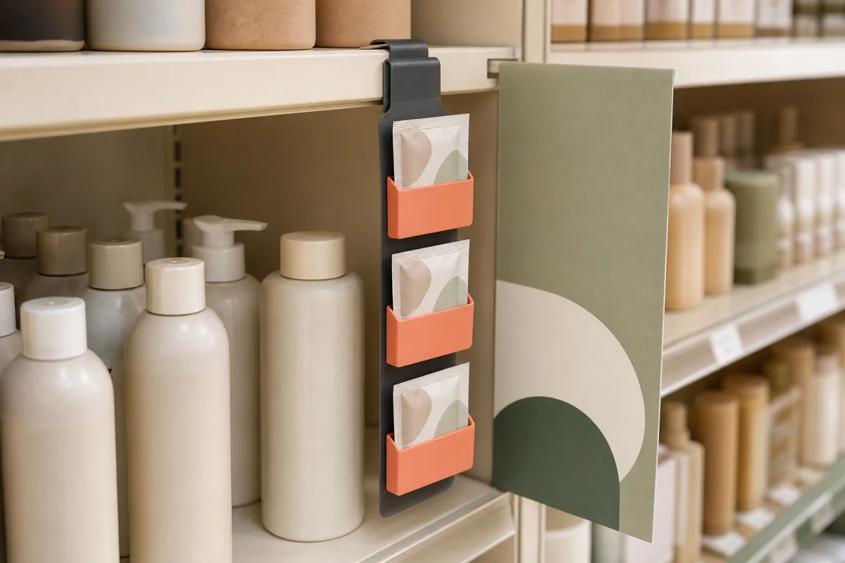 Retail Clip Strip shown as a custom retail merchandising structure