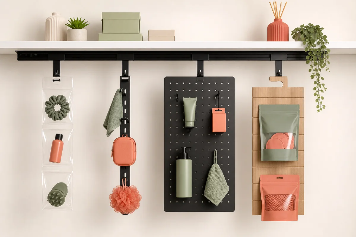 Retail Hanging Display System shown as a custom retail merchandising structure