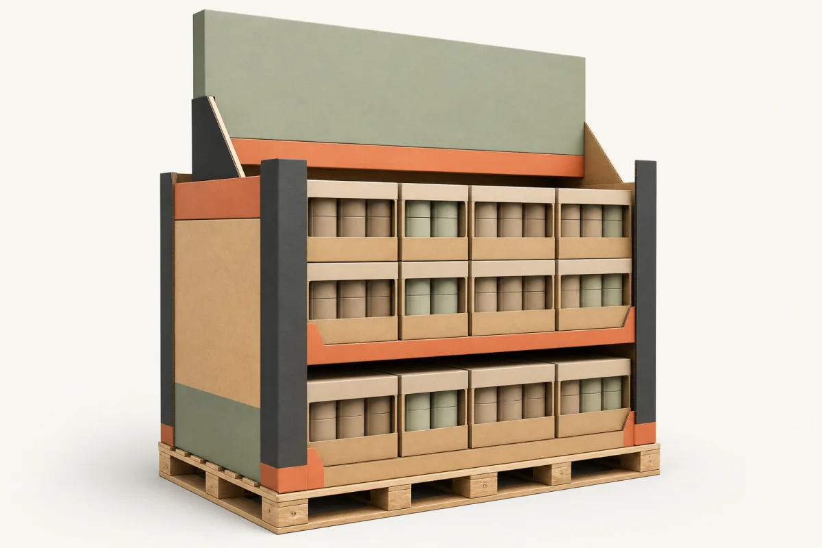 Club Store Pallet Display shown as a custom retail merchandising structure