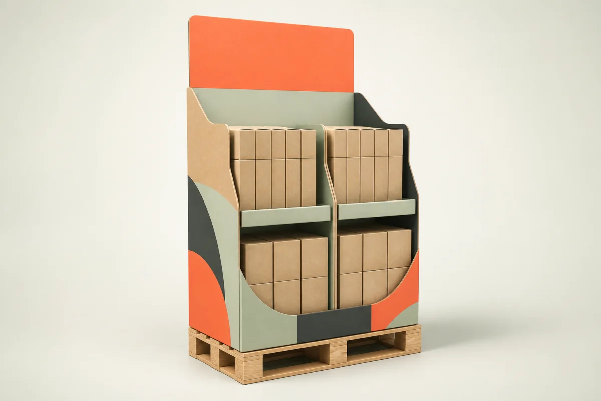 Half Pallet Display shown as a custom retail merchandising structure