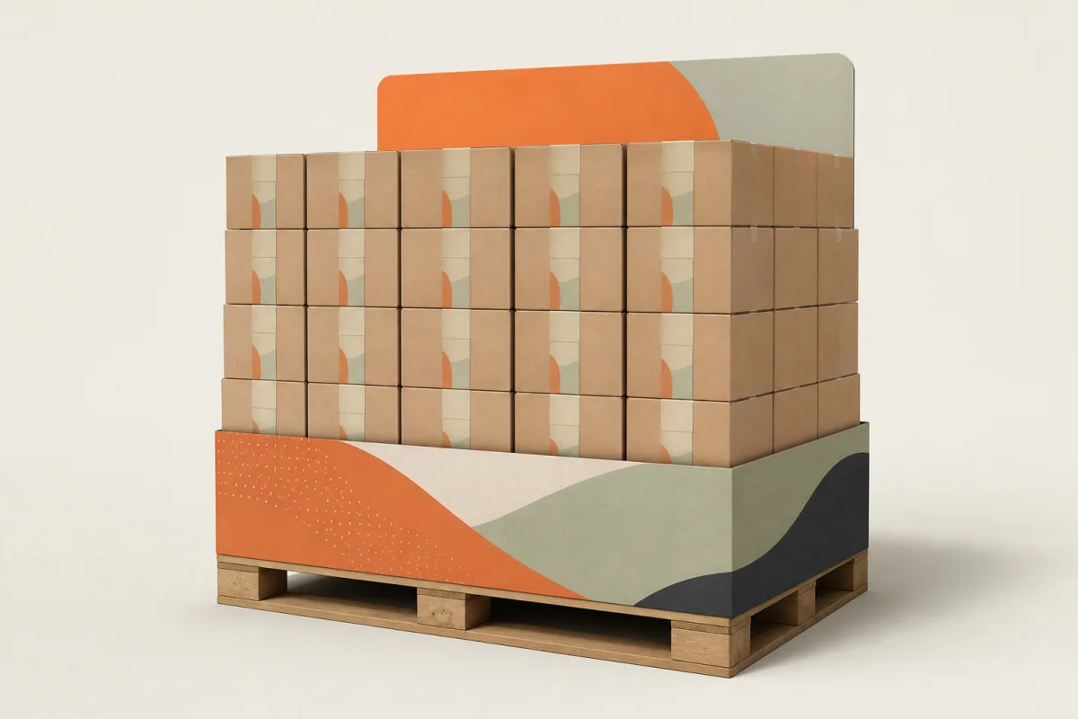 Retail Pallet Skirt shown as a custom retail merchandising structure