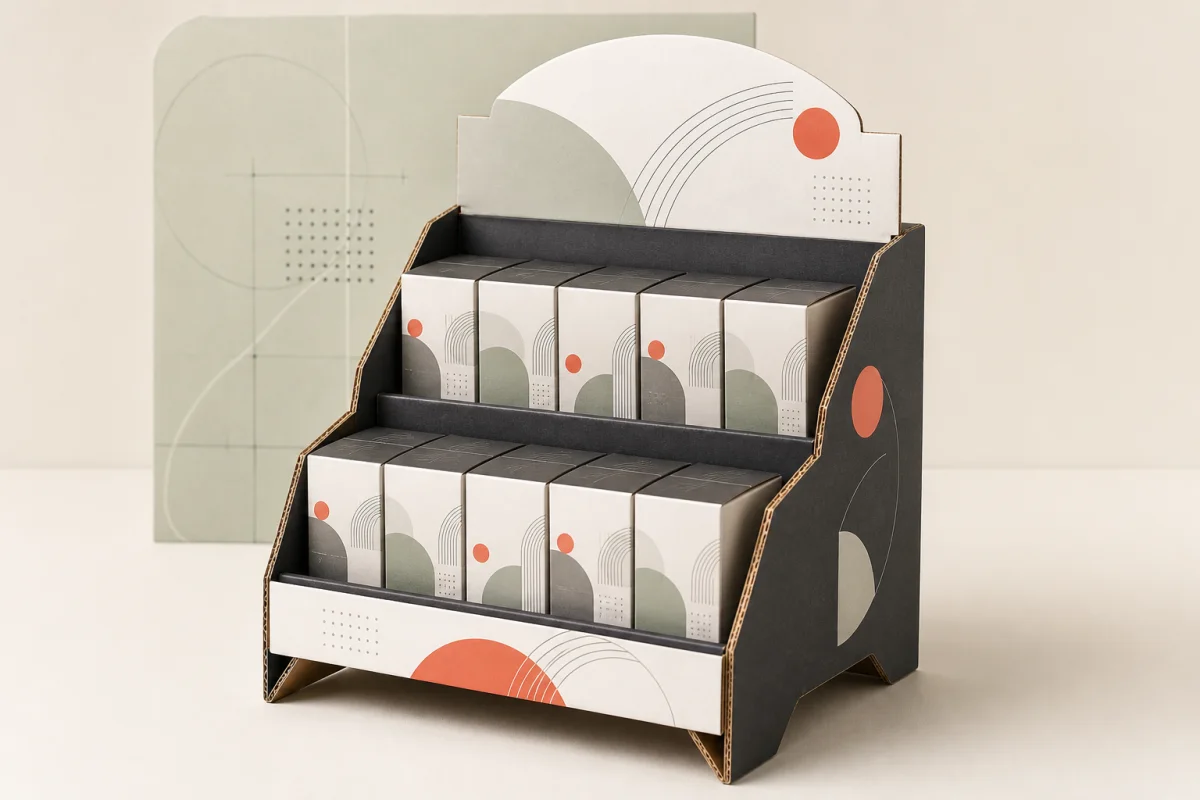 Countertop PDQ Display shown as a custom retail merchandising structure