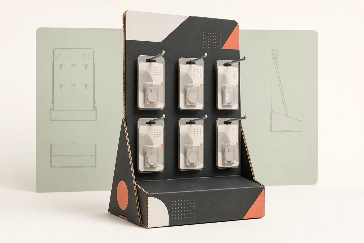 Peg Hook Counter Display shown as a custom retail merchandising structure