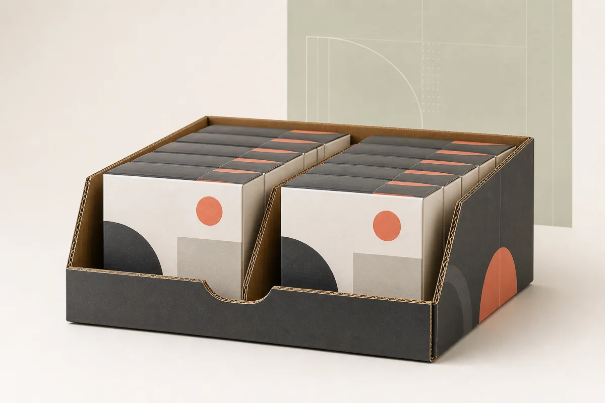 Shelf PDQ Display Tray shown as a custom retail merchandising structure