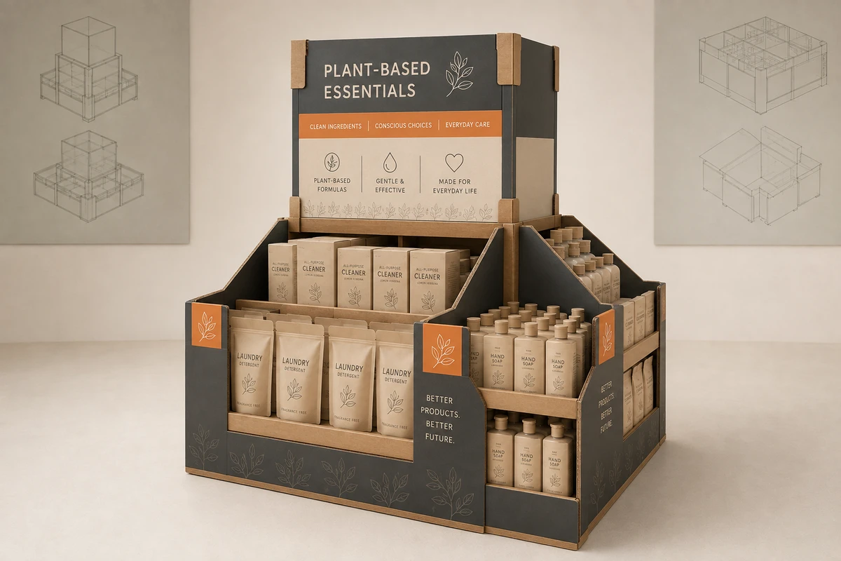 Central Promotional Island Display shown as a custom retail merchandising structure