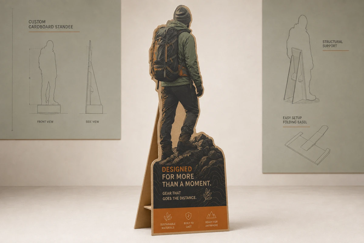 Custom Cardboard Standee shown as a custom retail merchandising structure