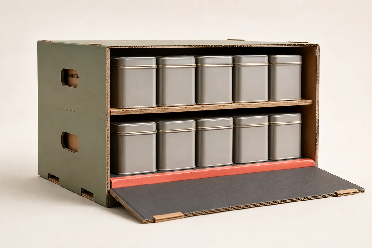 Retail Display Shipping Case shown as a custom retail merchandising structure