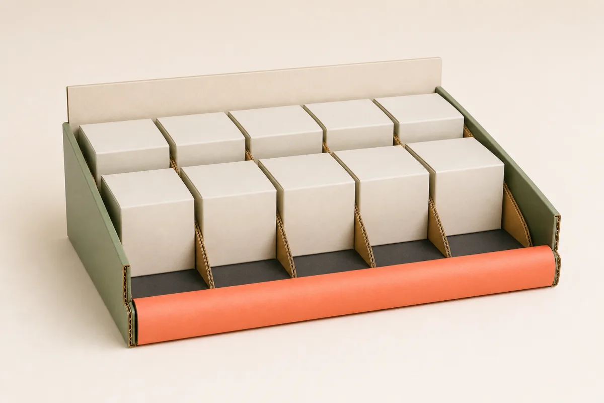 Retail Ready Packaging shown as a custom retail merchandising structure