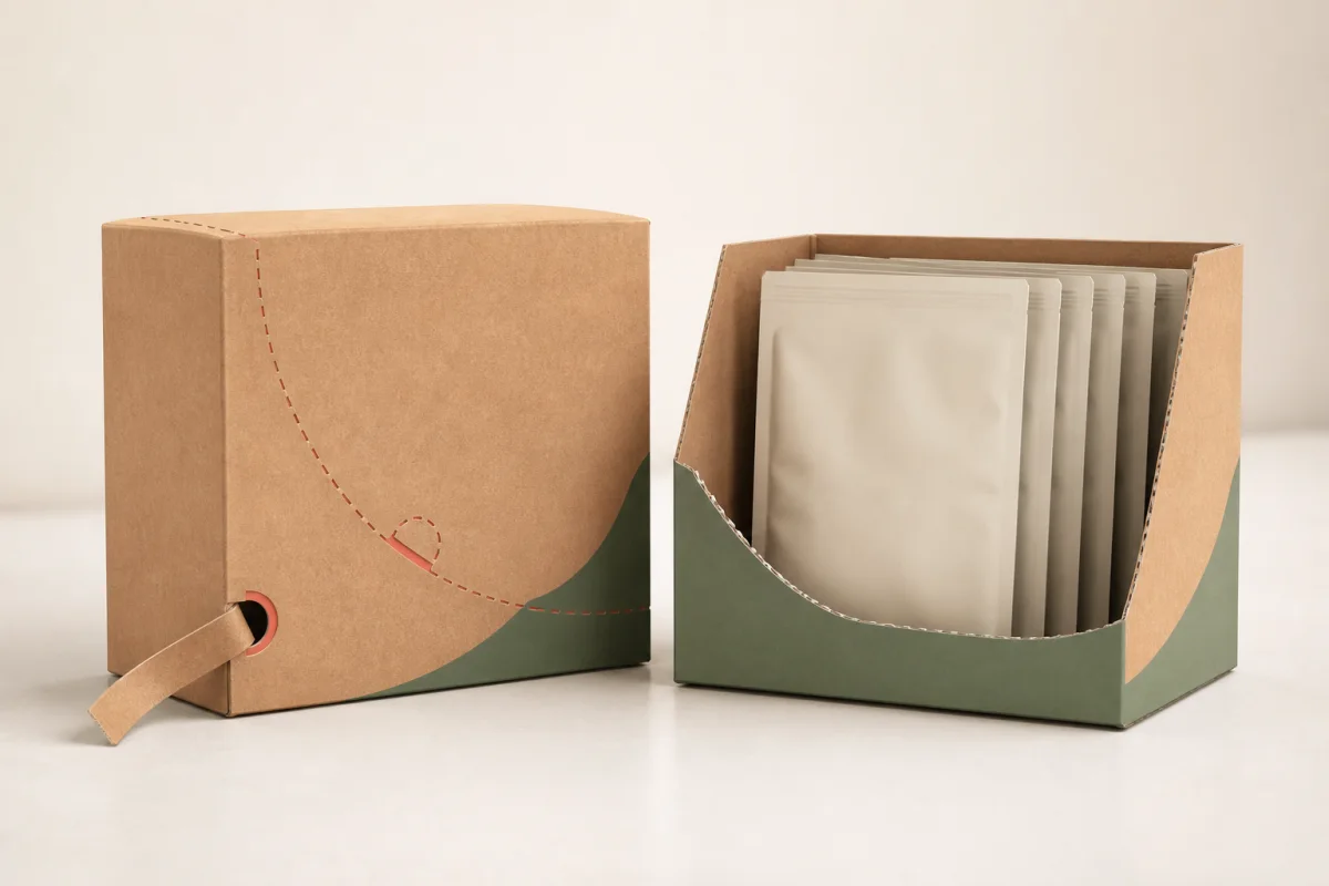 Tear-Away Display Box shown as a custom retail merchandising structure