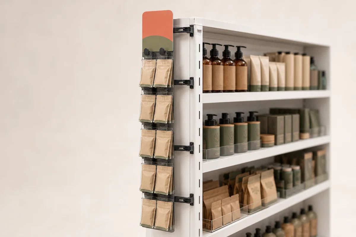 Clip Strip Sidekick Display shown as a custom retail merchandising structure