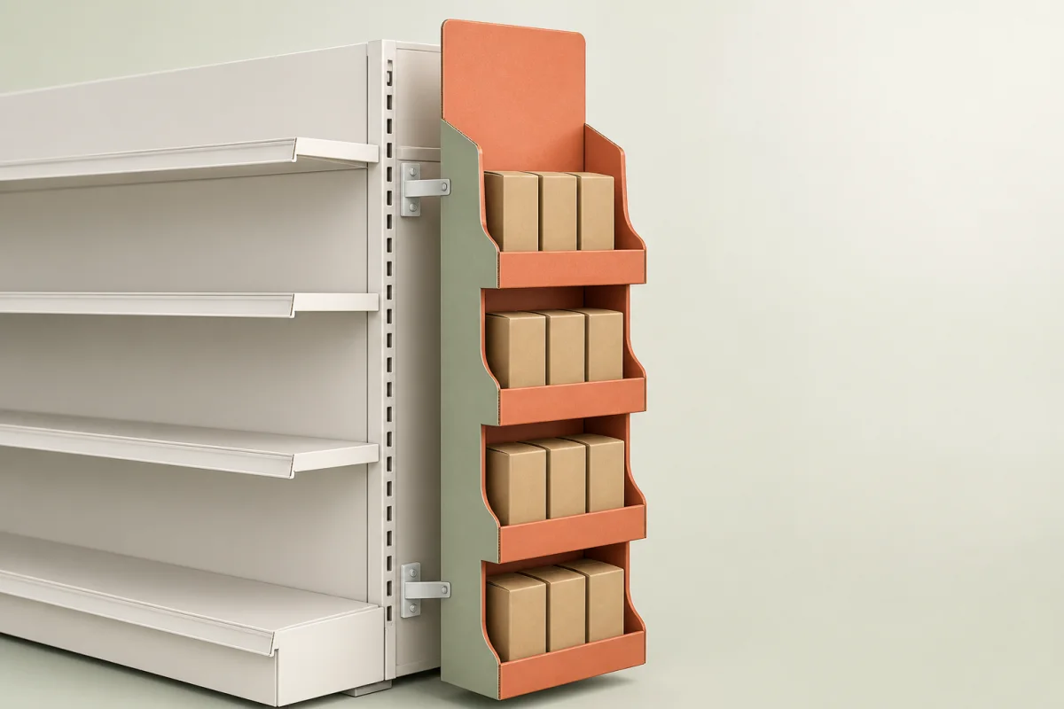 Corrugated Sidekick Display shown as a custom retail merchandising structure